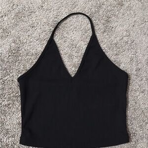 SHEIN Black Halter Crop Top